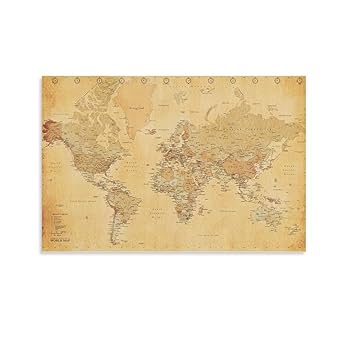 古い地図の額絵 Amazon.co.jp: 世界地図アンティークヴィンテージスタイル